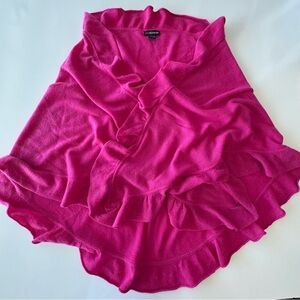 Talbots Ruffled Knit 100% Cashmere Poncho One Size Fuchsia Pink